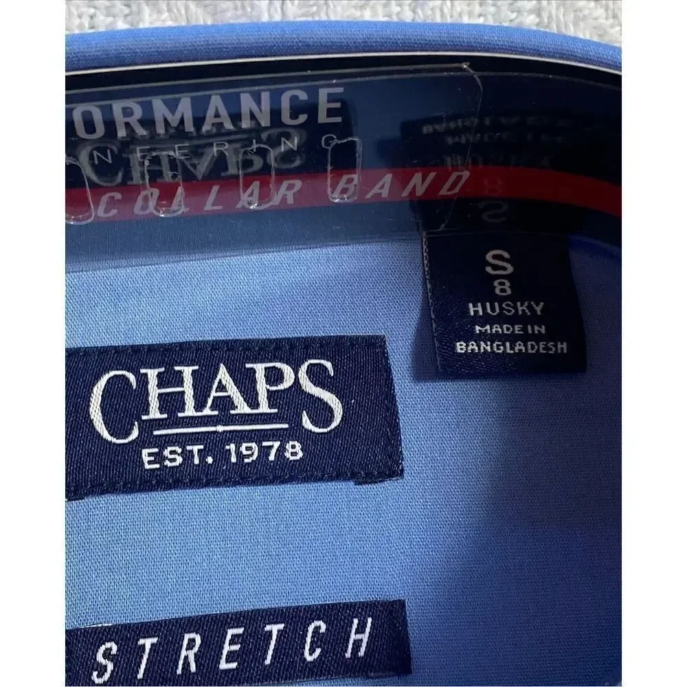 CHAPS BOYS SMALL(8) HUSKY BLUE SHIRT AND TIE SET